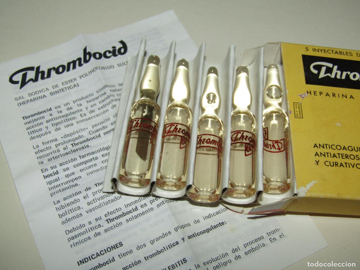 Antig&uuml;edades: Antigua Cajita con 5 Inyectables de THROMBOCID - Foto 2