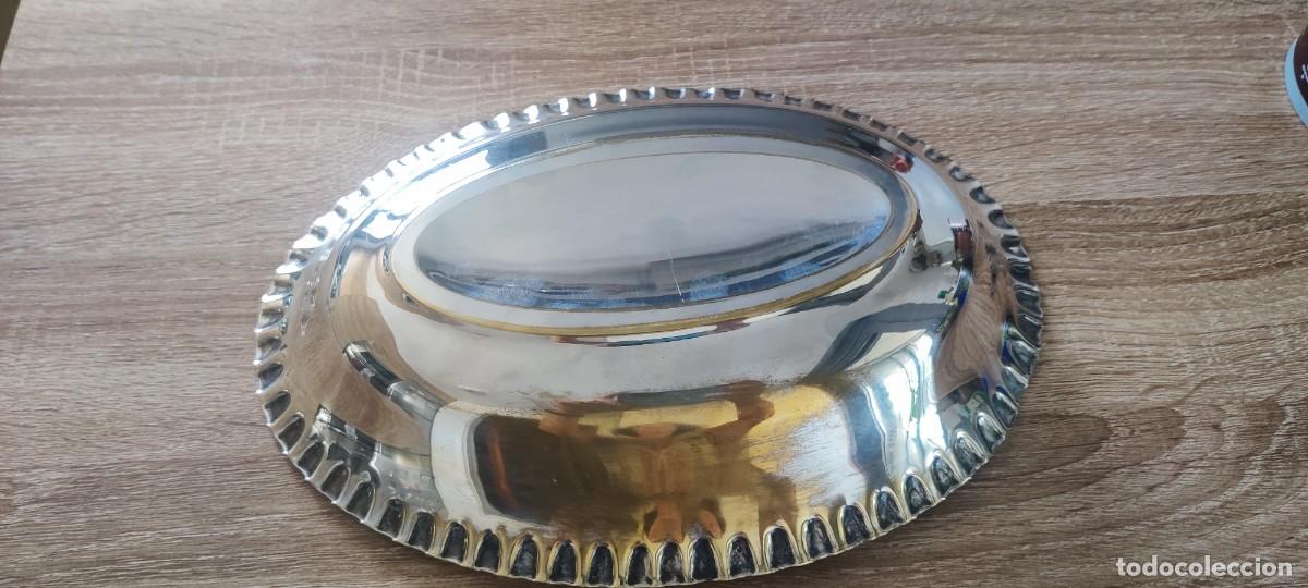 Antig&uuml;edades: Bandeja ovalada ba&ntilde;ada plata - Foto 5