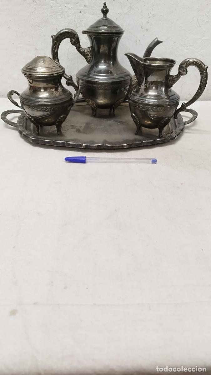 Antig&uuml;edades: Antiguo juego de caf&eacute; de alpaca,marcas en base - Foto 1