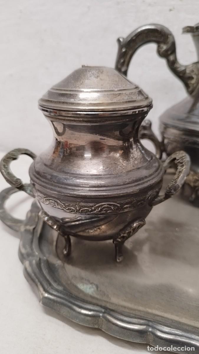 Antig&uuml;edades: Antiguo juego de caf&eacute; de alpaca,marcas en base - Foto 2