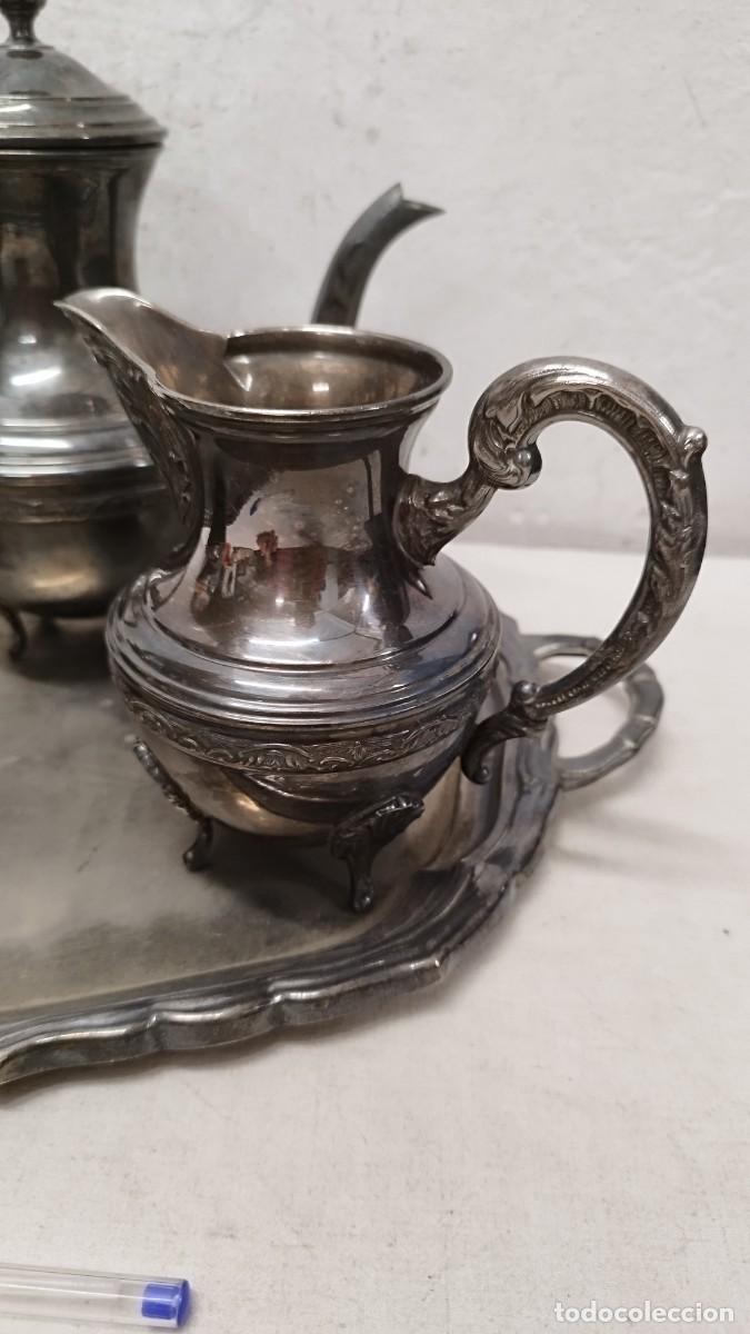 Antig&uuml;edades: Antiguo juego de caf&eacute; de alpaca,marcas en base - Foto 4
