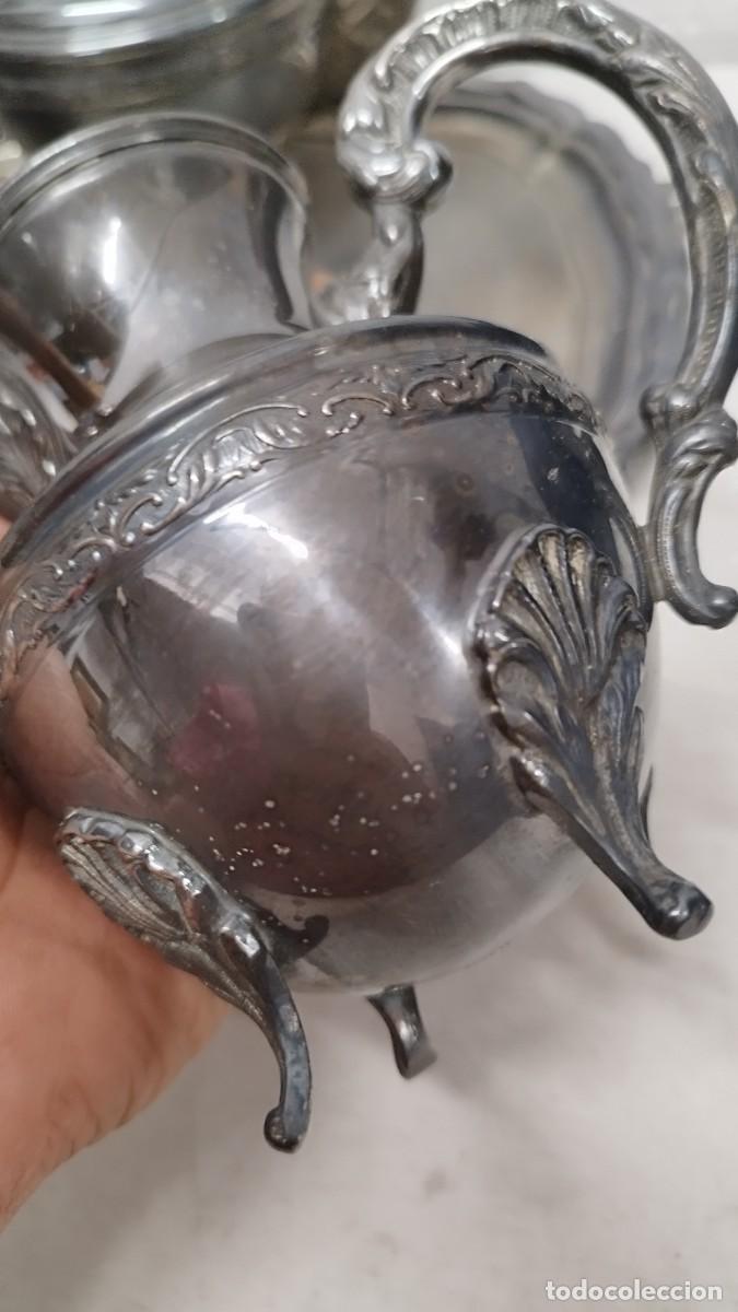 Antig&uuml;edades: Antiguo juego de caf&eacute; de alpaca,marcas en base - Foto 5