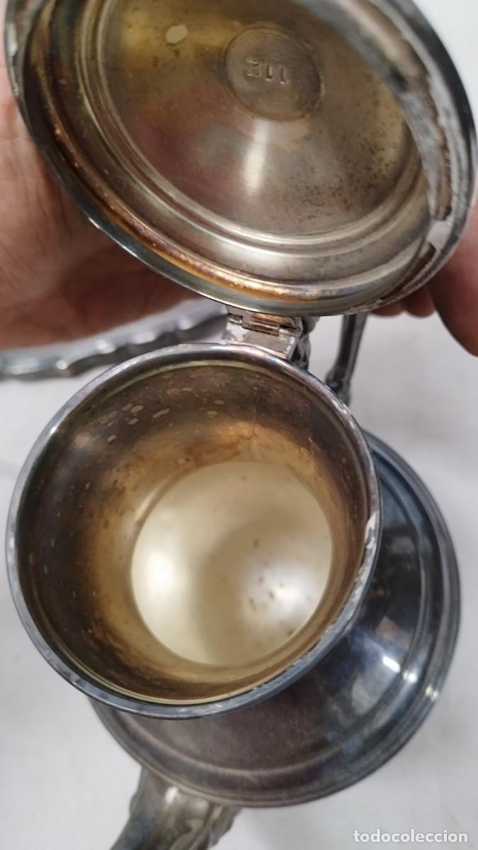 Antig&uuml;edades: Antiguo juego de caf&eacute; de alpaca,marcas en base - Foto 14