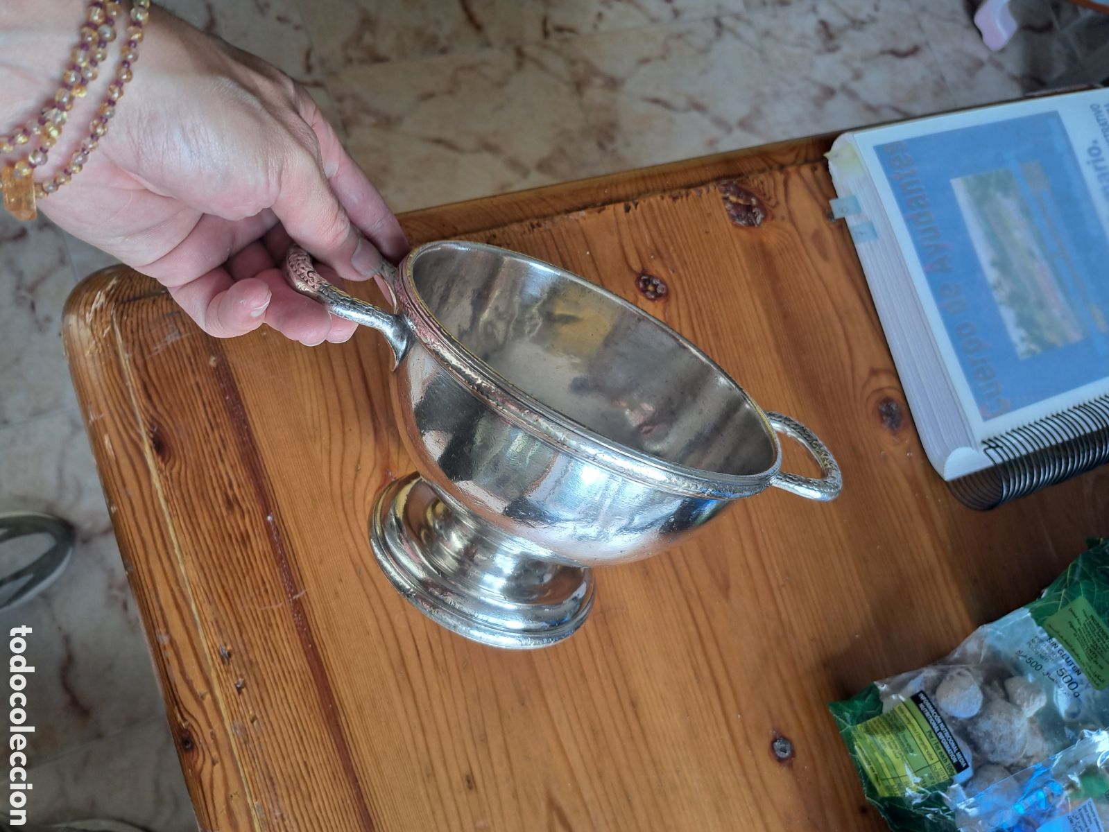 Antig&uuml;edades: Recipiente de alpaca antiguo - Foto 1