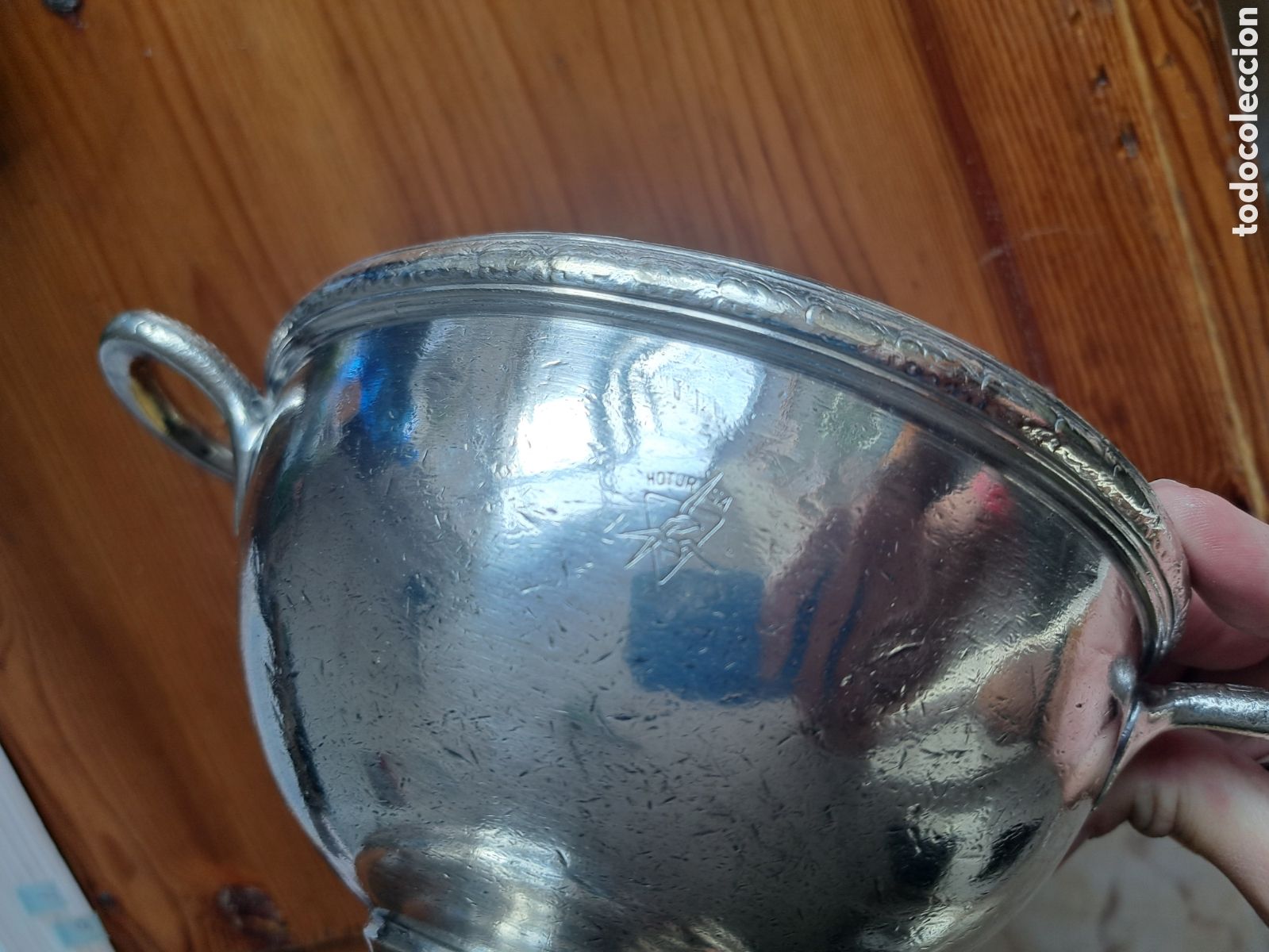 Antig&uuml;edades: Recipiente de alpaca antiguo - Foto 5
