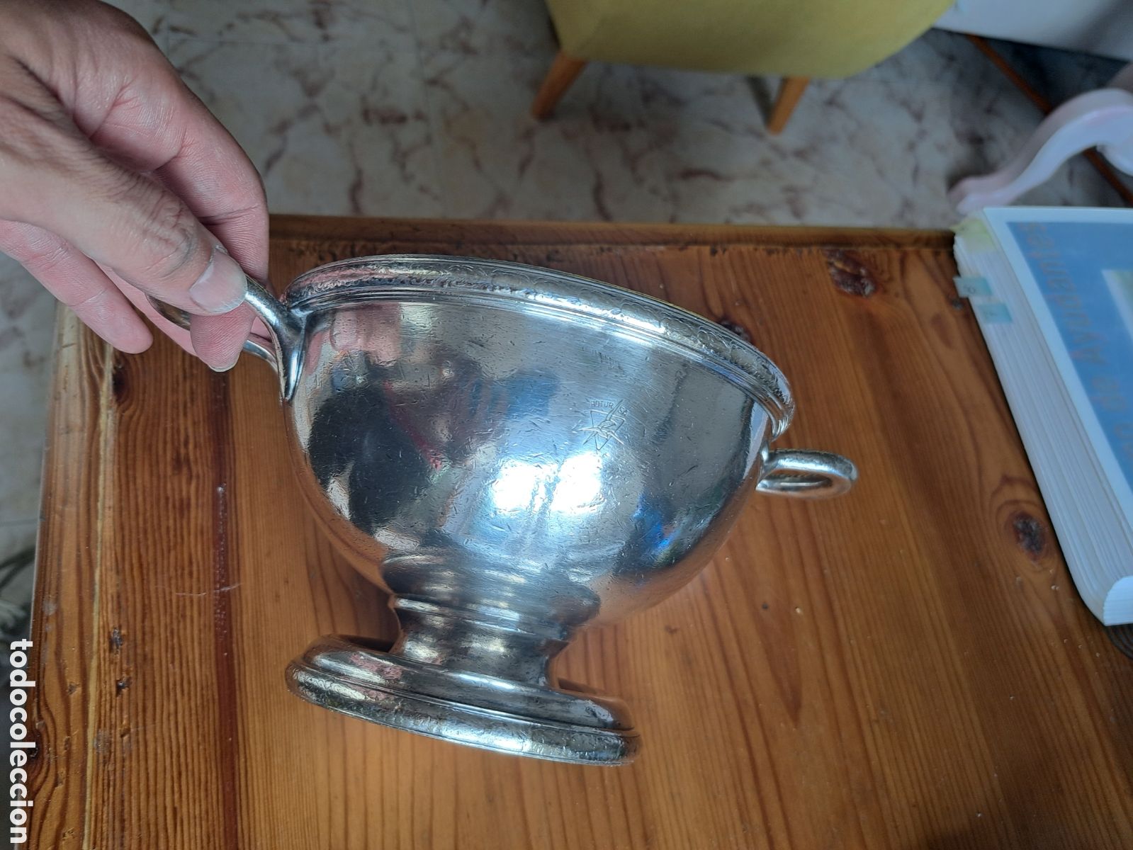Antig&uuml;edades: Recipiente de alpaca antiguo - Foto 2