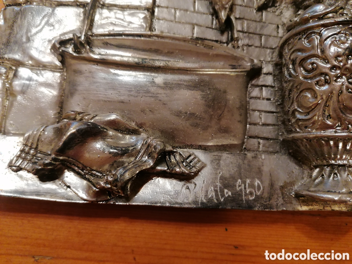 Antig&uuml;edades: Cuadro ba&ntilde;ado en plata 950 - Foto 3