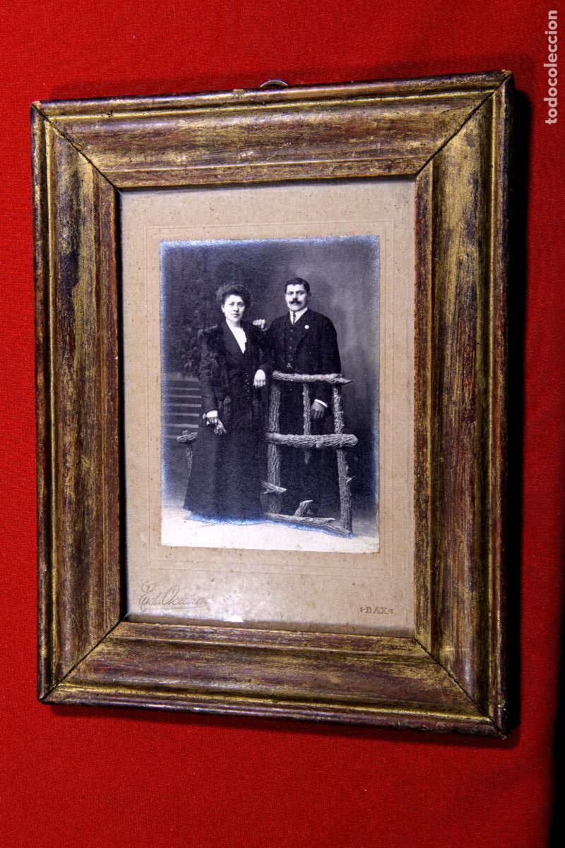 Antig&uuml;edades: Antiguo cuadro con fotografia antigua de 21 x 27