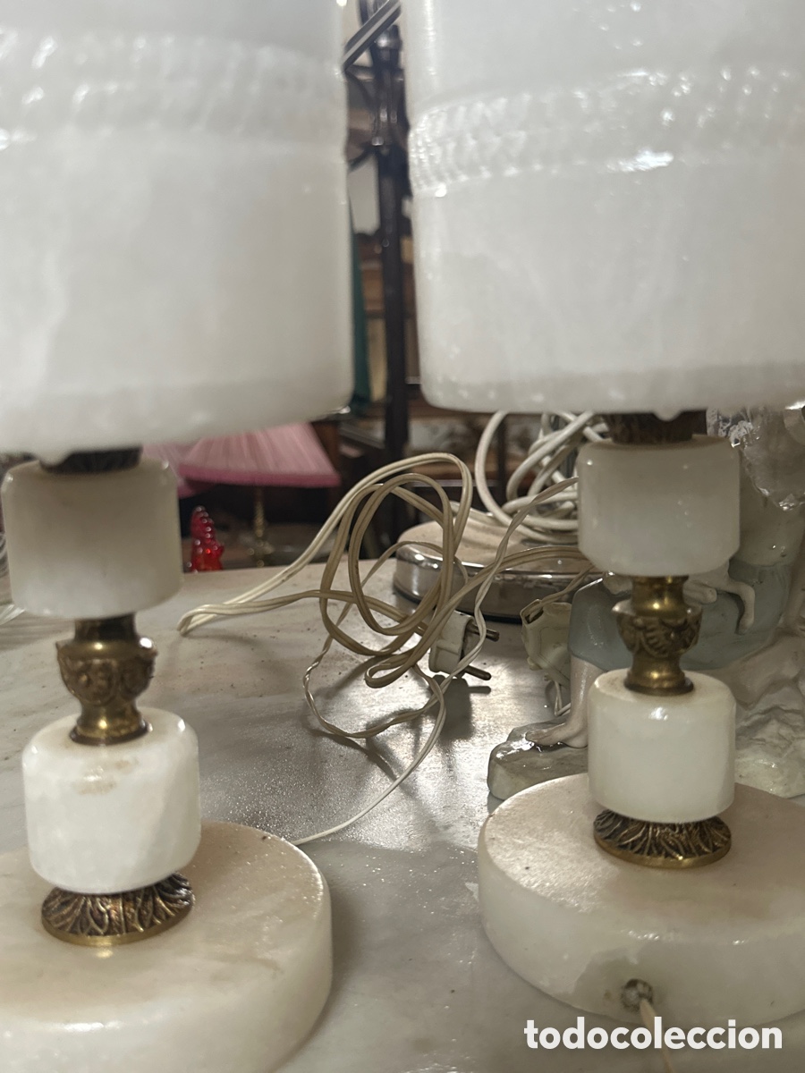 Antig&uuml;edades: L&aacute;mparas de alabastro y bronce - Foto 3