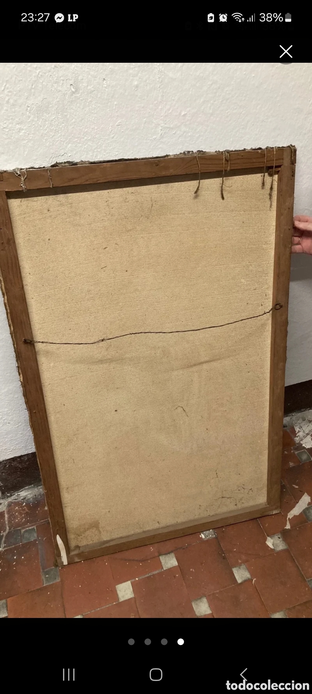 Antig&uuml;edades: Lienzo antiguo corazon de jesus 1929 - Foto 4