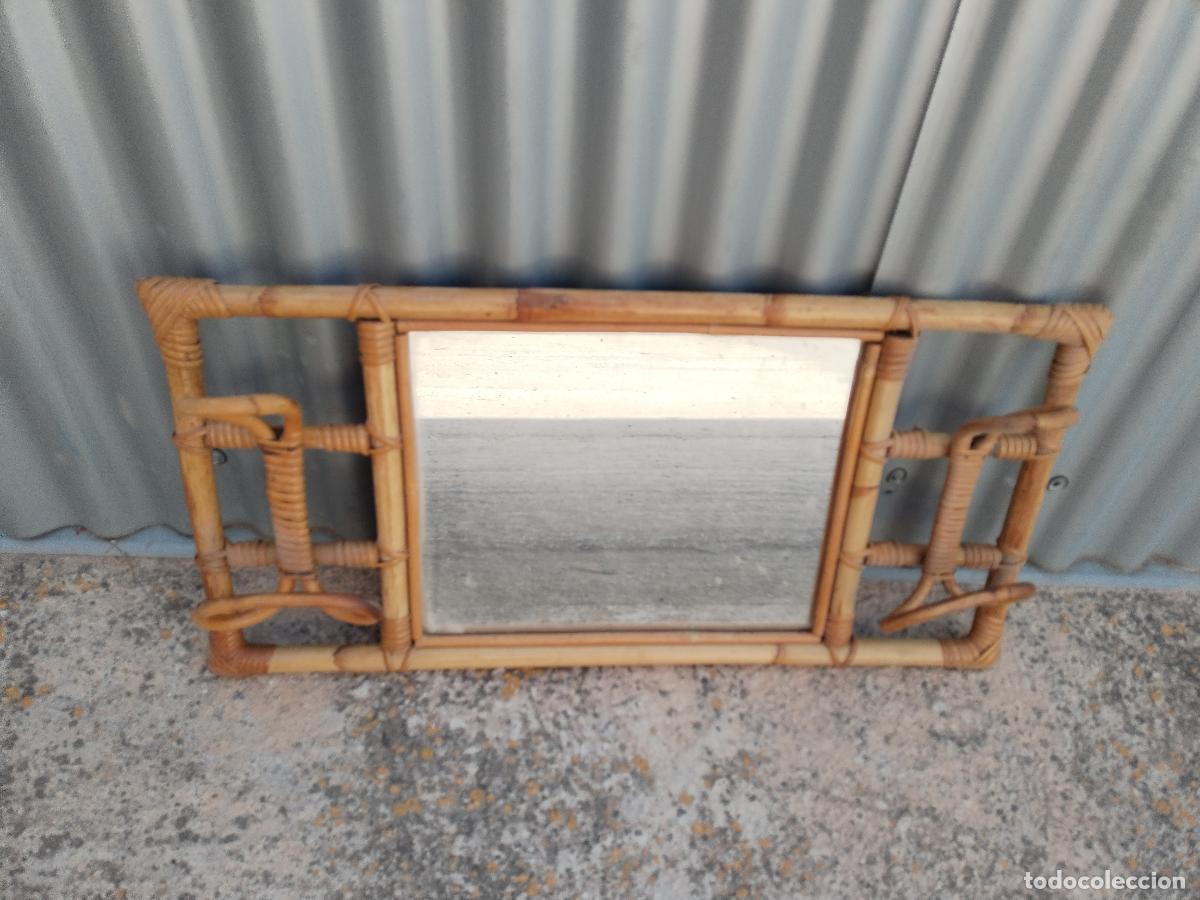 Antig&uuml;edades: espejo de mimbre - Foto 1