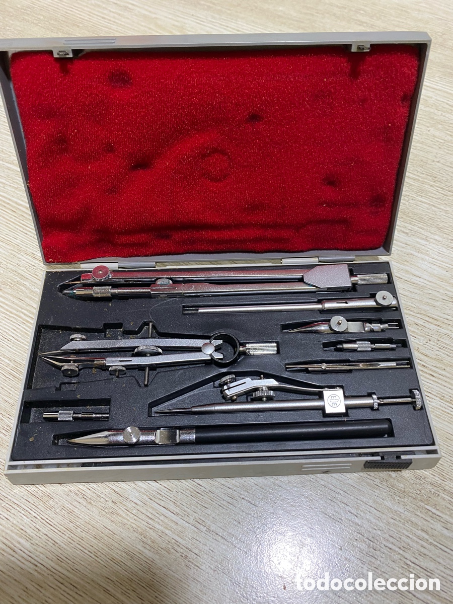 Antig&uuml;edades: Estuche de compases marca EDE de los a&ntilde;os 60 - Foto 1