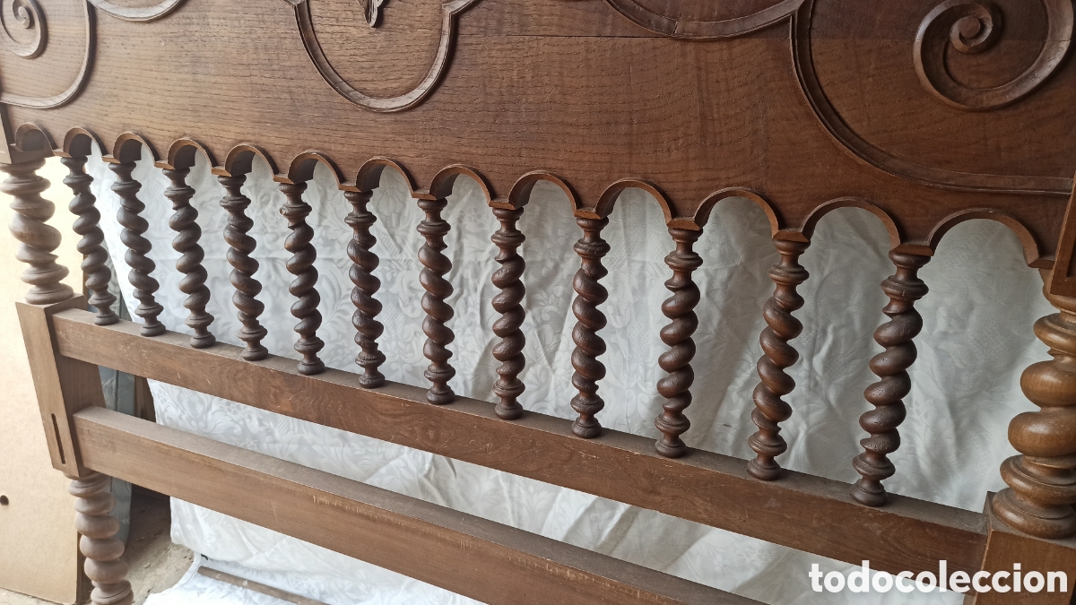 Antig&uuml;edades: Cabecero de madera maciza de casta&ntilde;o tallado - Foto 4