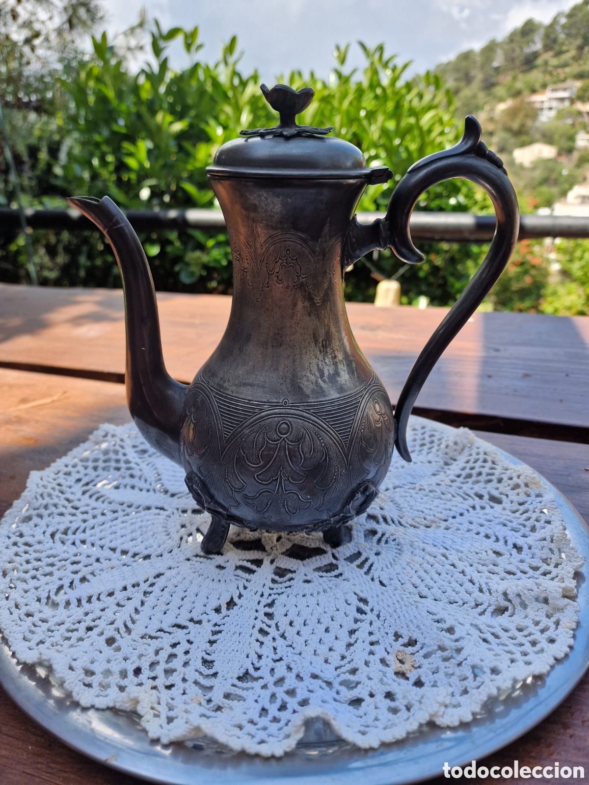 Antig&uuml;edades: Juego de cafe de peltre - Foto 2