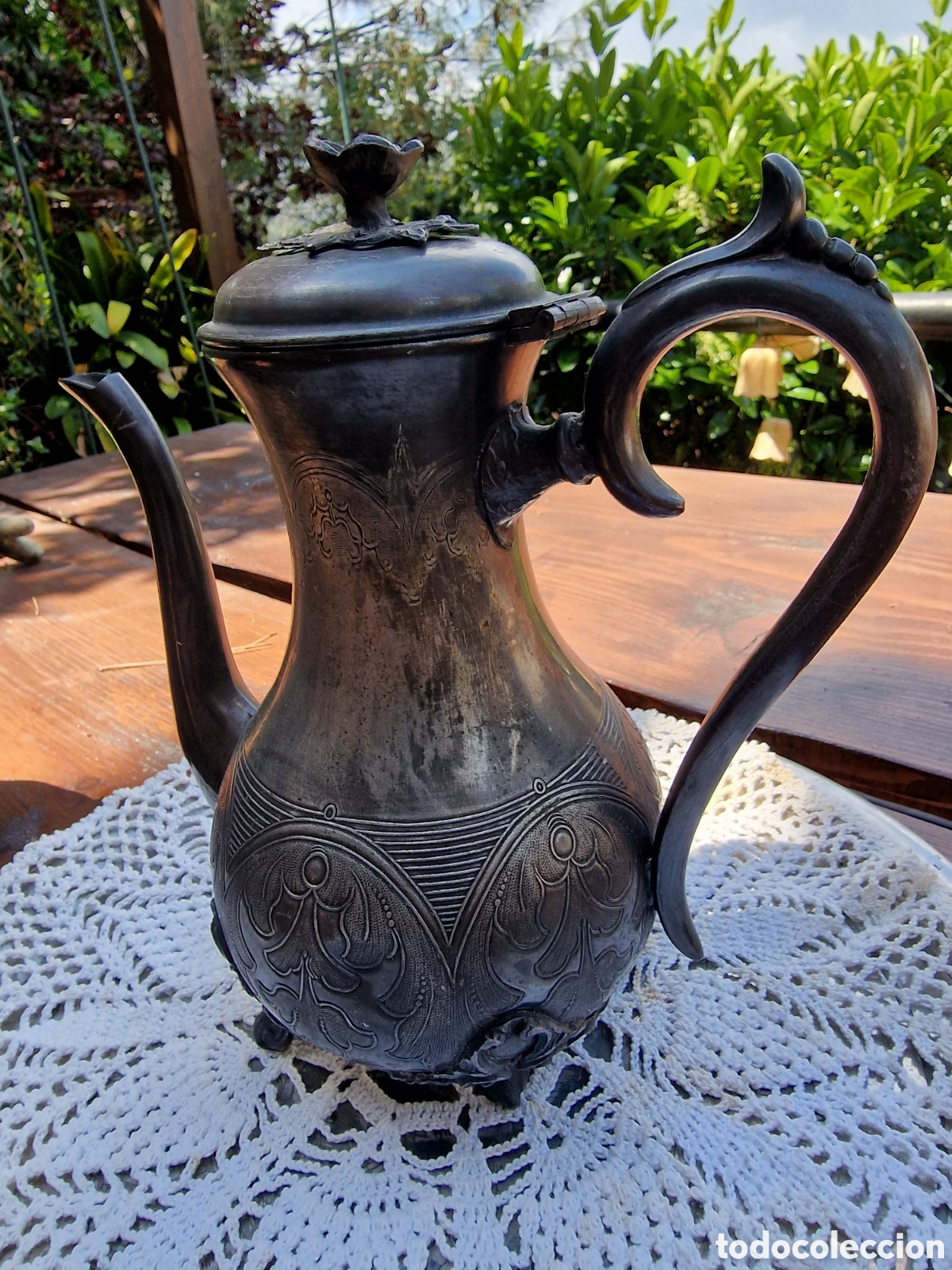 Antig&uuml;edades: Juego de cafe de peltre - Foto 7