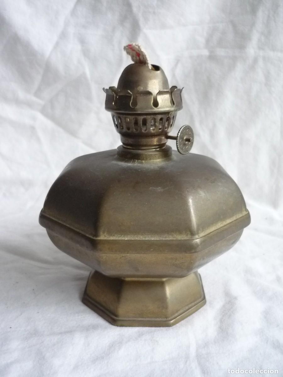 Antig&uuml;edades: Base de bronce para quinqu&eacute; de alcohol de bronce, Sin vidrio - Foto 3