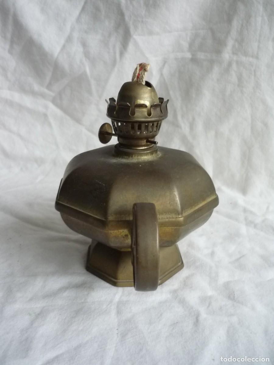 Antig&uuml;edades: Base de bronce para quinqu&eacute; de alcohol de bronce, Sin vidrio - Foto 5