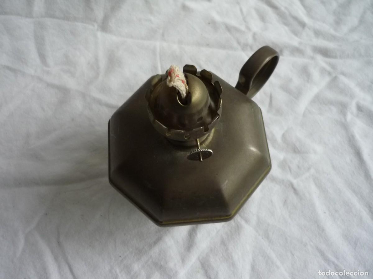 Antig&uuml;edades: Base de bronce para quinqu&eacute; de alcohol de bronce, Sin vidrio - Foto 7