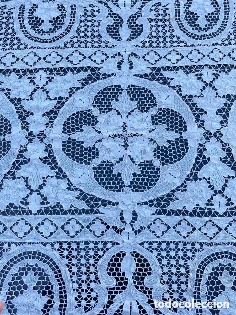 Antig&uuml;edades: Antiguo mantel de encaje veneciano. - Foto 4