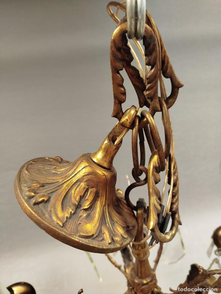 Antig&uuml;edades: LAMPARA DE BRONCE Y CRISTAL DE 5 LUCES - Foto 2