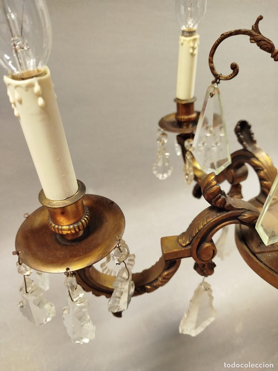 Antig&uuml;edades: LAMPARA DE BRONCE Y CRISTAL DE 5 LUCES - Foto 6