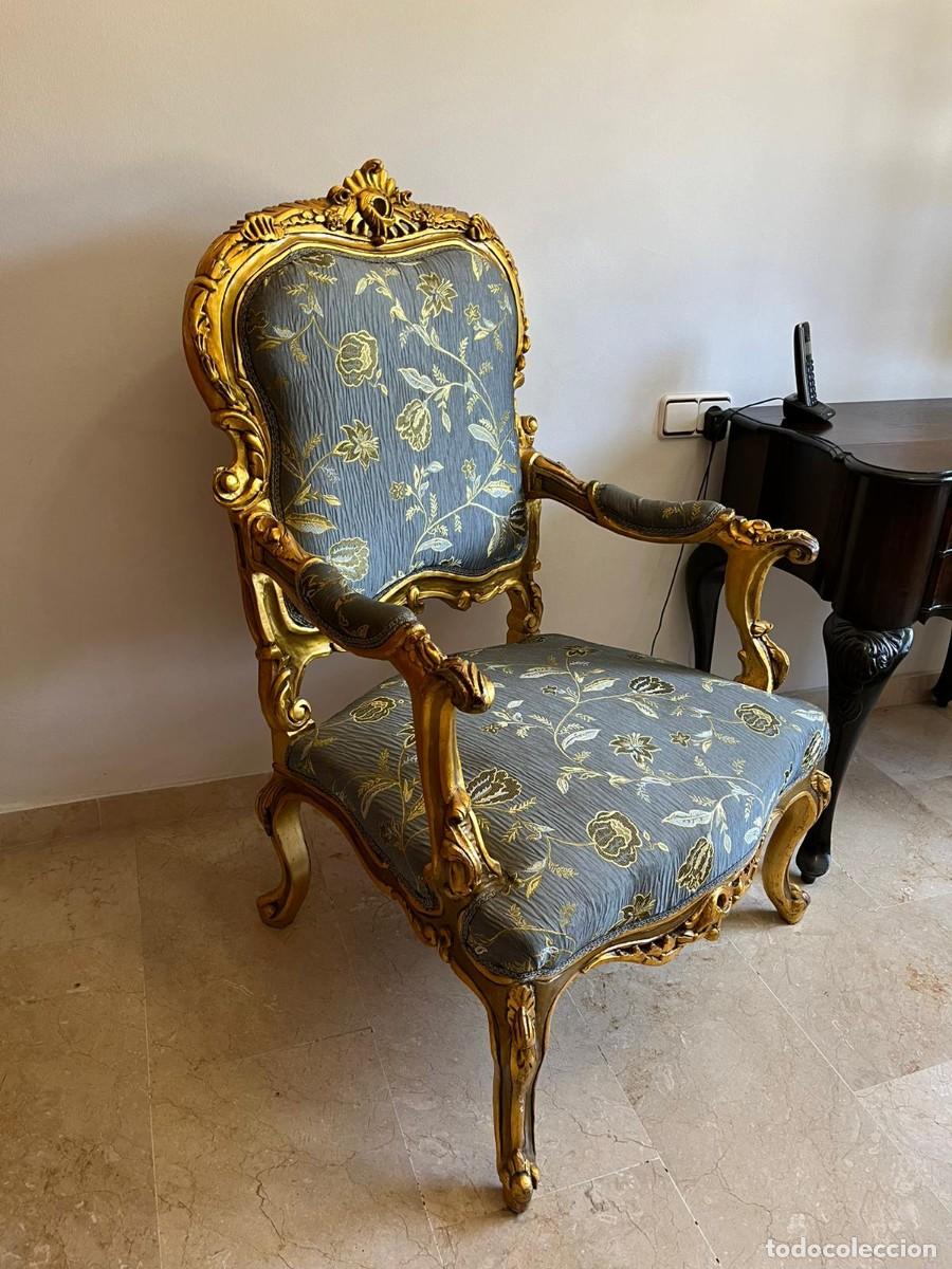 Antig&uuml;edades: Elegante sill&oacute;n dorado. - Foto 1