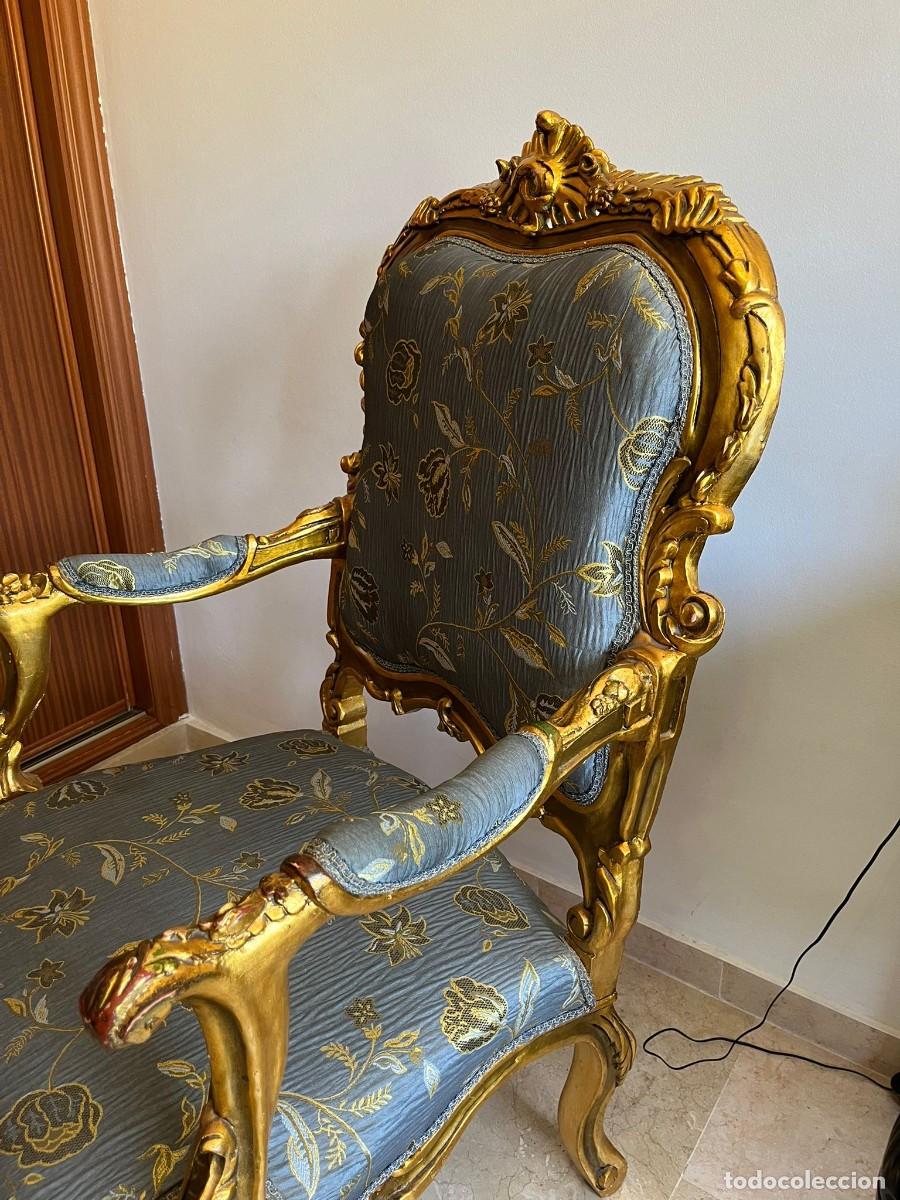 Antig&uuml;edades: Elegante sill&oacute;n dorado. - Foto 3