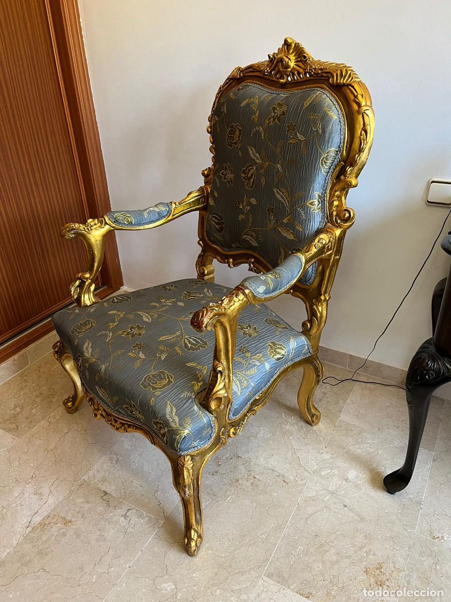 Antig&uuml;edades: Elegante sill&oacute;n dorado. - Foto 4