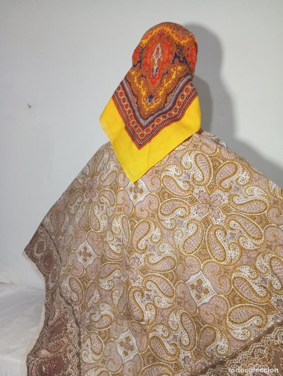 Antig&uuml;edades: PA&Ntilde;UELO MANT&Oacute;N A PICO DE ALGOD&Oacute;N ESTAMPADO - Foto 3