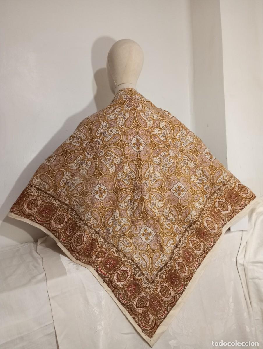 Antig&uuml;edades: PA&Ntilde;UELO MANT&Oacute;N A PICO DE ALGOD&Oacute;N ESTAMPADO - Foto 6