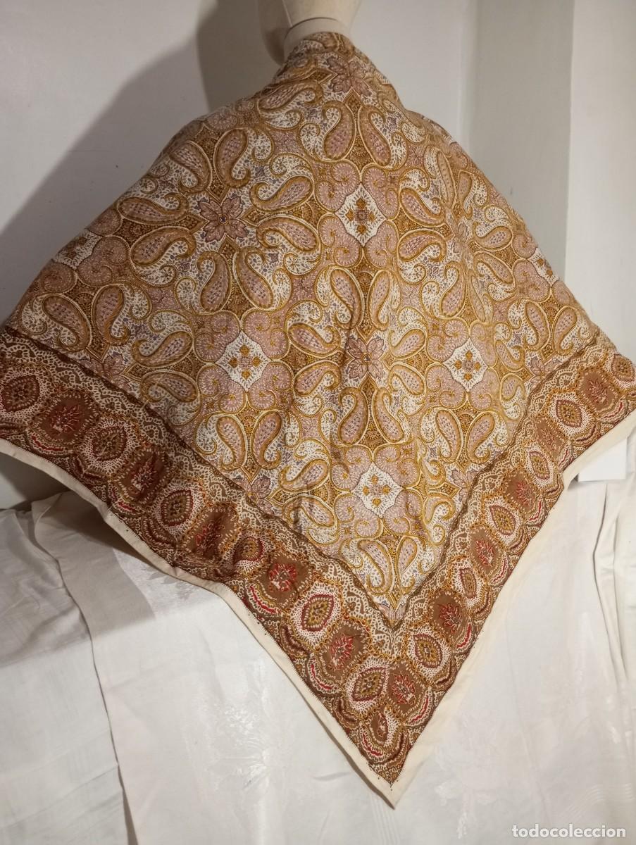 Antig&uuml;edades: PA&Ntilde;UELO MANT&Oacute;N A PICO DE ALGOD&Oacute;N ESTAMPADO - Foto 7