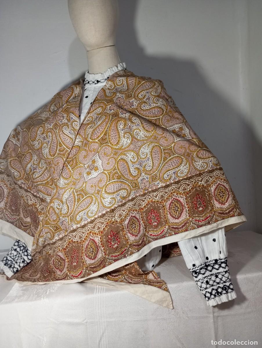 Antig&uuml;edades: PA&Ntilde;UELO MANT&Oacute;N A PICO DE ALGOD&Oacute;N ESTAMPADO - Foto 12