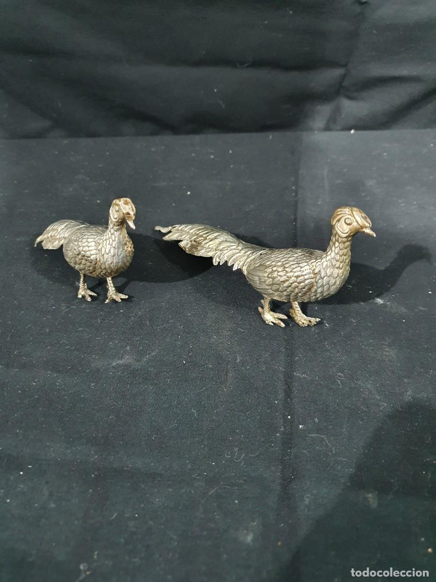 Antig&uuml;edades: Pareja de faisanes de plata - Foto 2