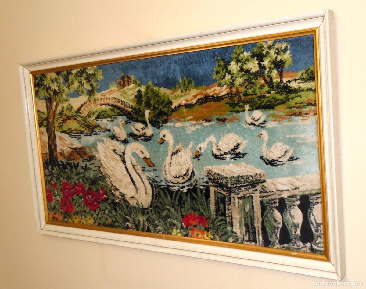 Antig&uuml;edades: Tapiz Estanque Cisnes 55x103cm - Foto 7
