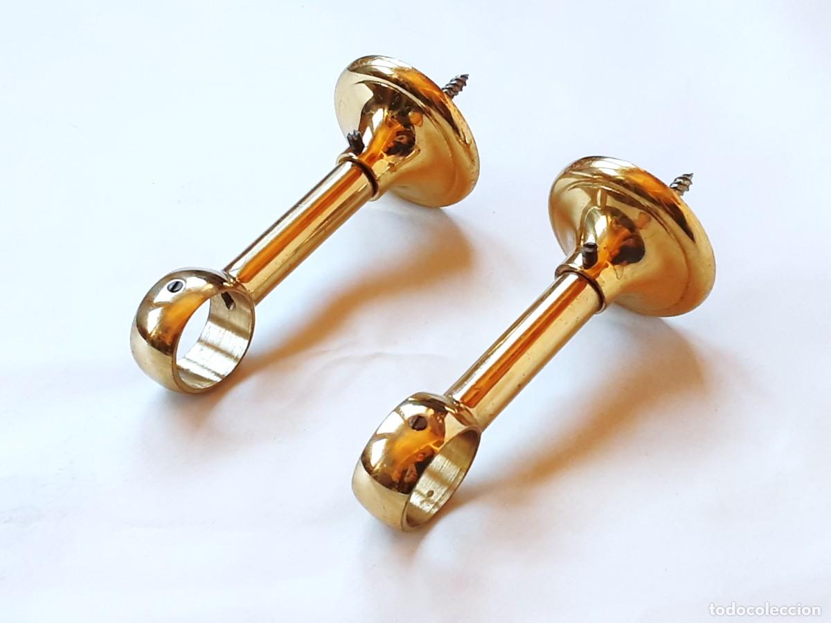 Antig&uuml;edades: SOPORTES PARA BARRA DE CORTINAS DE BRONCE - Foto 1