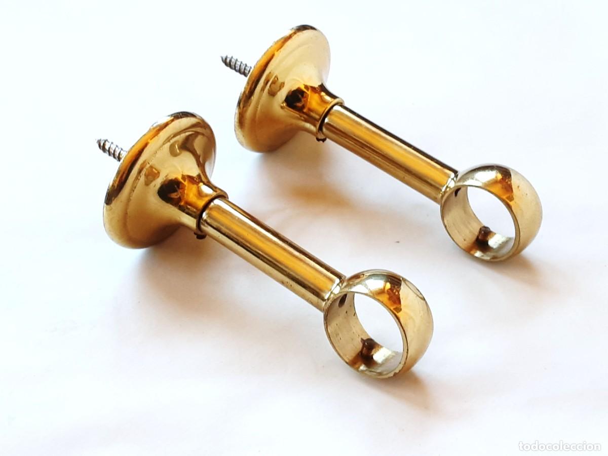 Antig&uuml;edades: SOPORTES PARA BARRA DE CORTINAS DE BRONCE - Foto 4