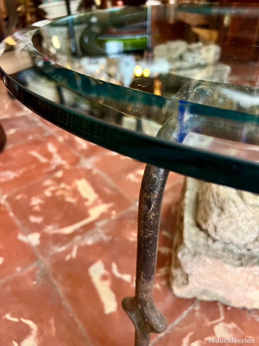 Antig&uuml;edades: Mesa Cristal Biselado Y Hierro Artesanal - Foto 3