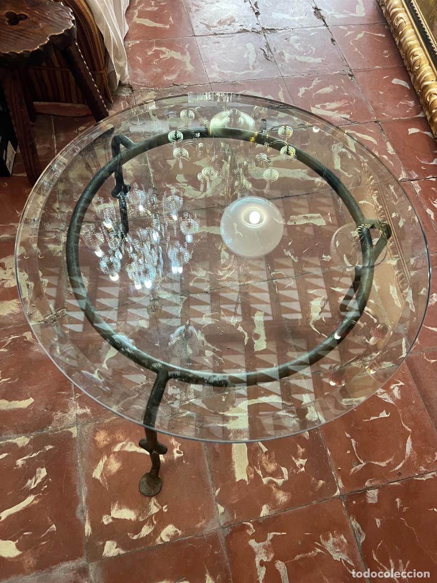Antig&uuml;edades: Mesa Cristal Biselado Y Hierro Artesanal - Foto 4
