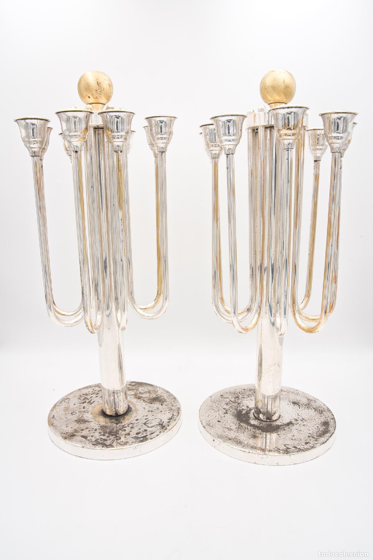Antig&uuml;edades: Par de candelabros Art Deco franceses