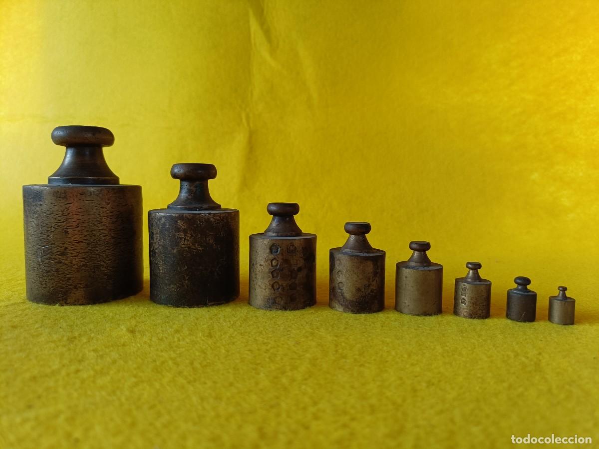 Antig&uuml;edades: ANTIG&Uuml;O CONJUNTO DE PESAS CON SU FUNDA DE MADERA - Foto 15