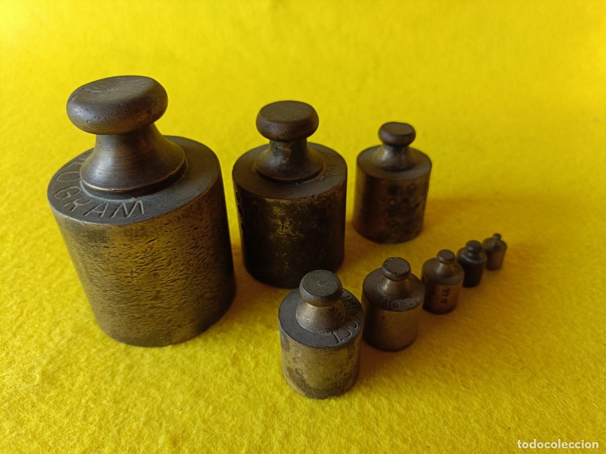 Antig&uuml;edades: ANTIG&Uuml;O CONJUNTO DE PESAS CON SU FUNDA DE MADERA - Foto 20