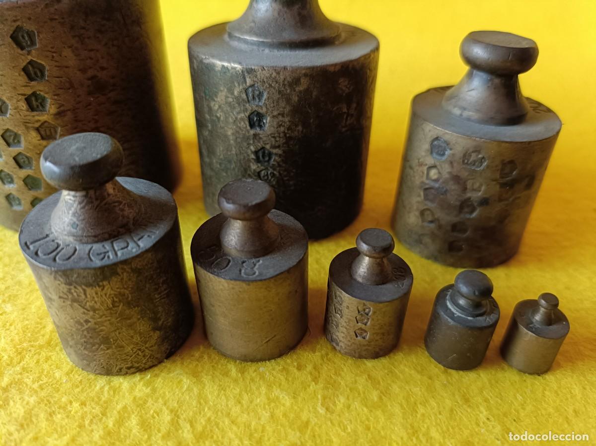 Antig&uuml;edades: ANTIG&Uuml;O CONJUNTO DE PESAS CON SU FUNDA DE MADERA - Foto 22