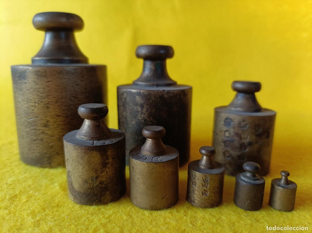 Antig&uuml;edades: ANTIG&Uuml;O CONJUNTO DE PESAS CON SU FUNDA DE MADERA - Foto 28