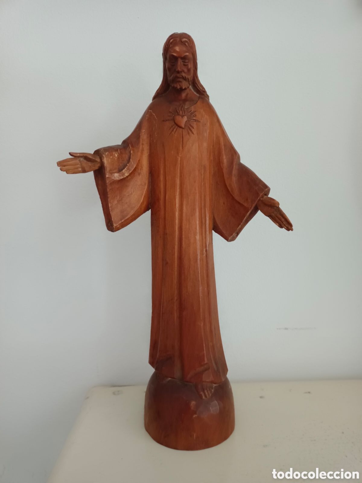 Antig&uuml;edades: Talla madera Coraz&oacute;n de Jes&uacute;s - Foto 1