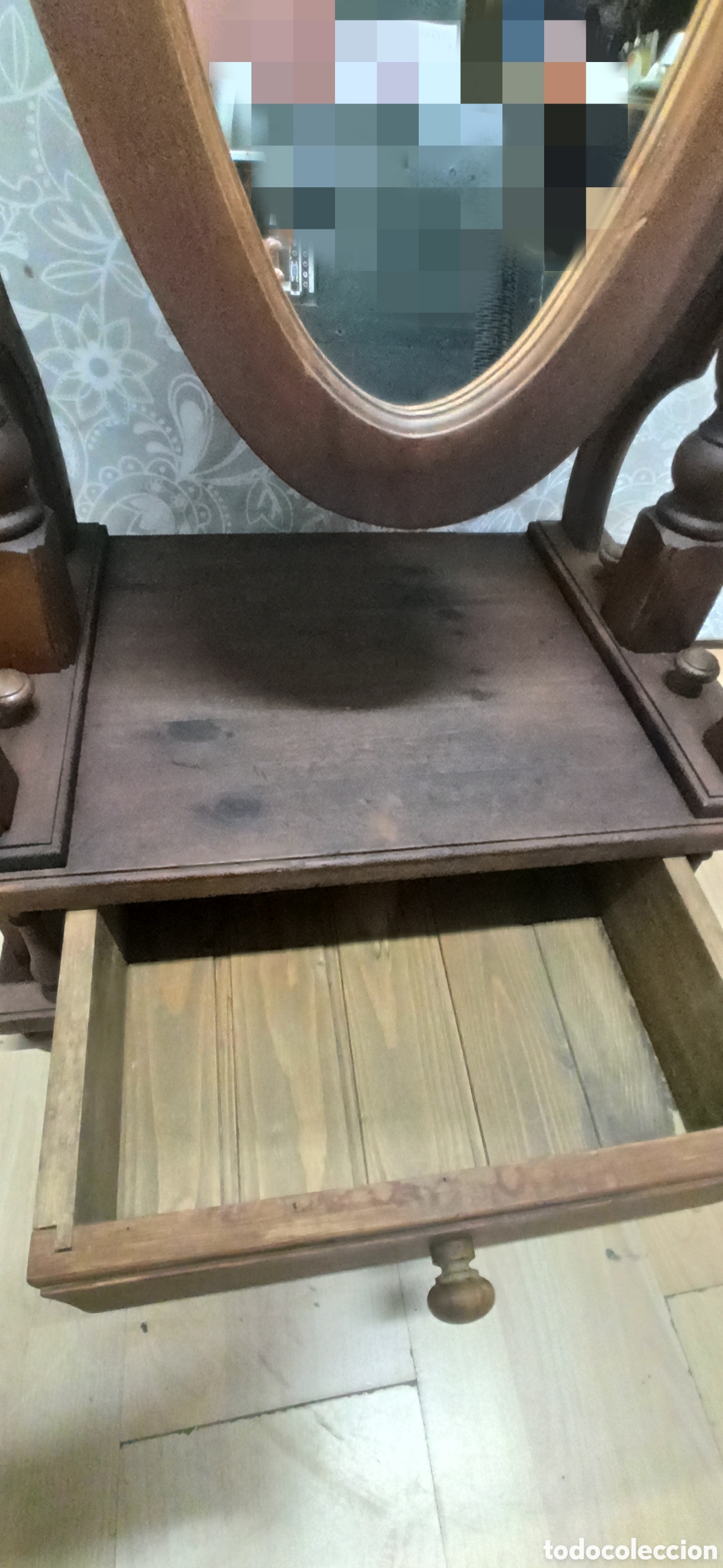 Antig&uuml;edades: Espejo madera con pi&eacute; - Foto 3