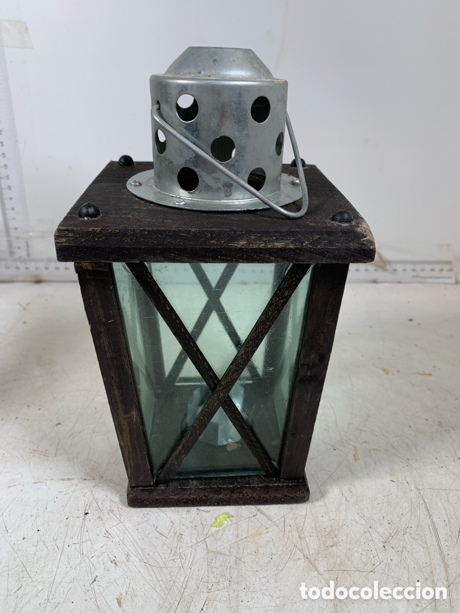 Antig&uuml;edades: 01_ farol de madera y metal - Foto 2
