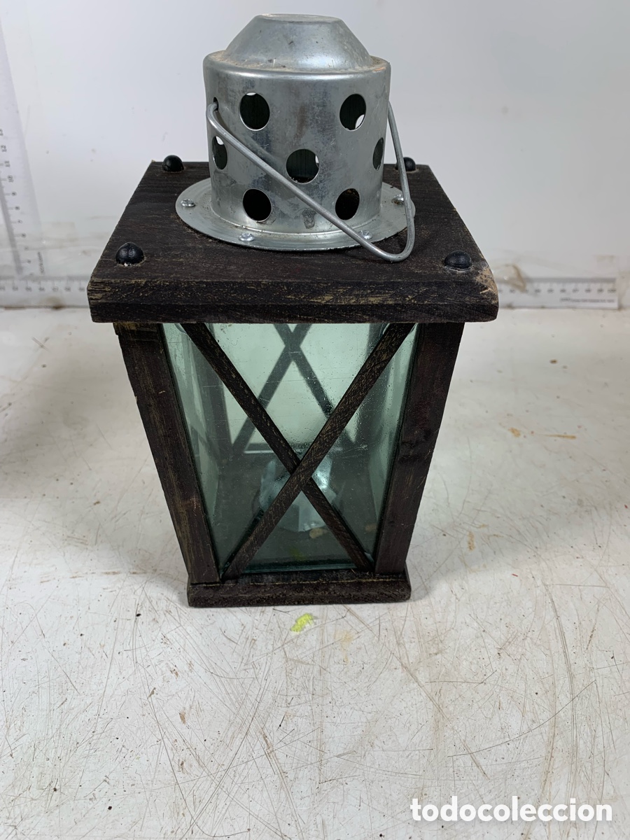 Antig&uuml;edades: 01_ farol de madera y metal - Foto 1