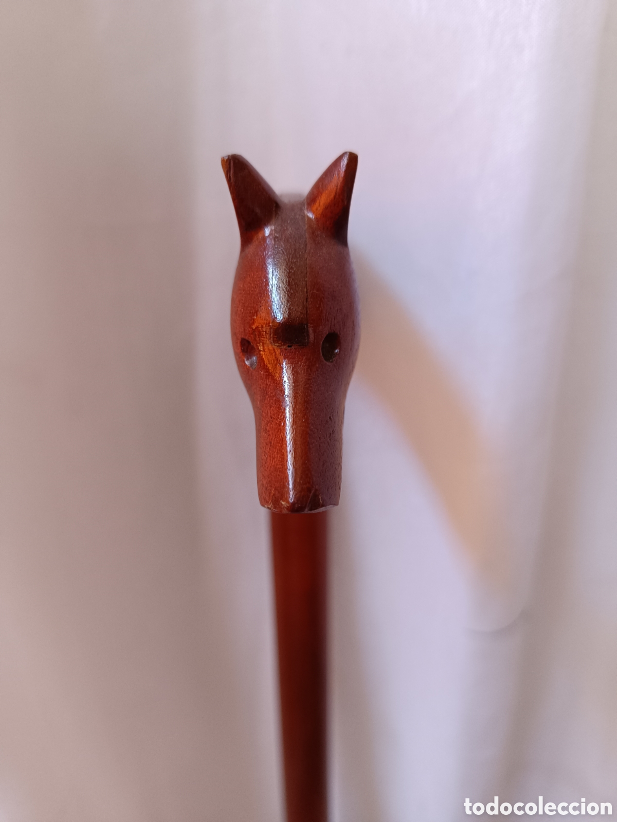 Antig&uuml;edades: Bast&oacute;n de madera con empu&ntilde;adura con forma de perro - Foto 4