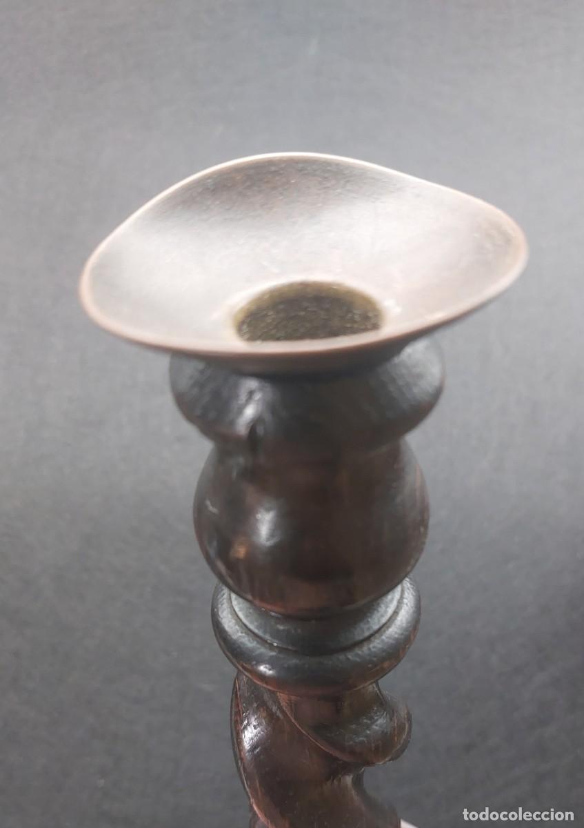 Antig&uuml;edades: CANDELABRO SALOM&Oacute;NICO DE MADERA - Foto 4