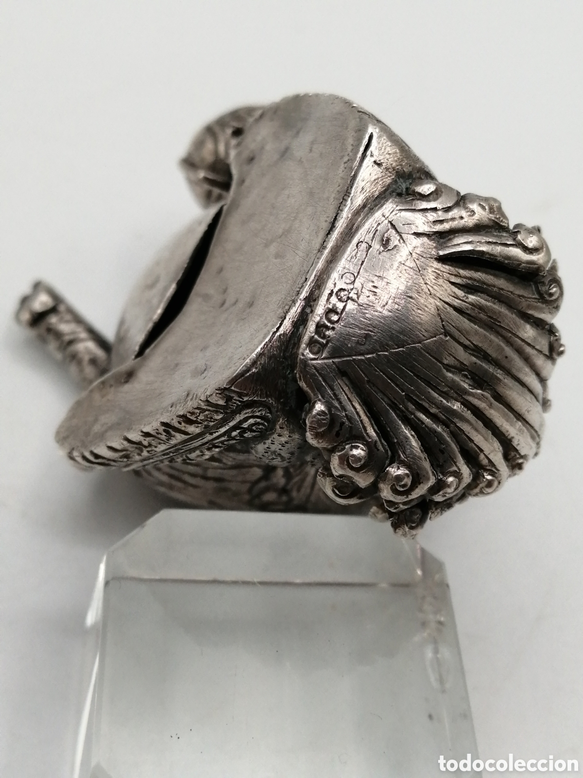 Antig&uuml;edades: Antigua figura en plata. Le&oacute;n Foo, China - Foto 7